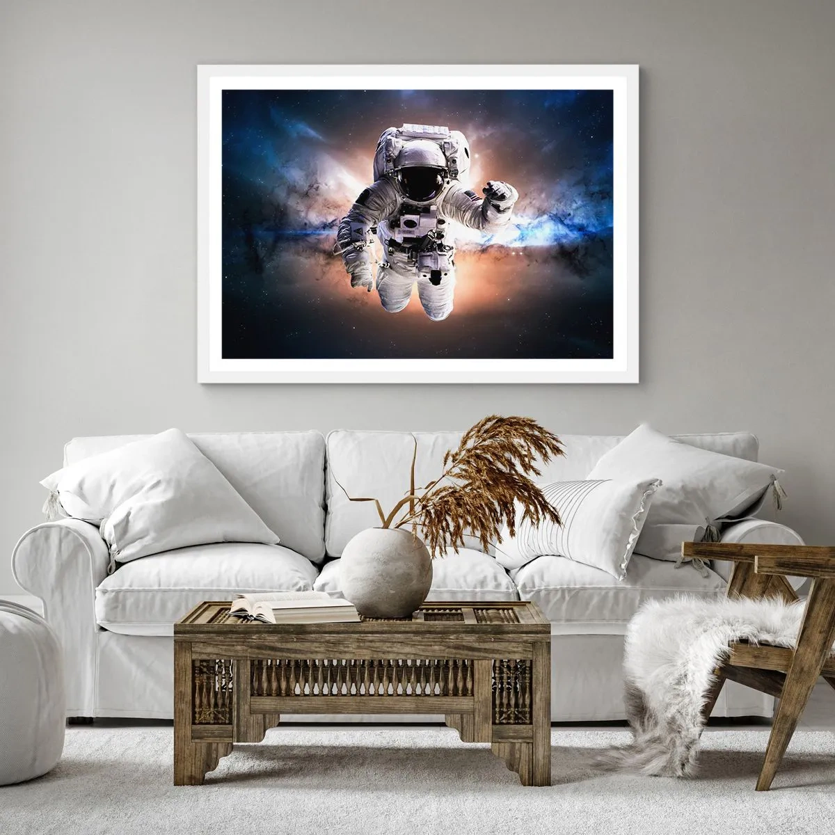 Plakat i hvid ramme - Hilsner fra det ydre rum - 40x40 cm