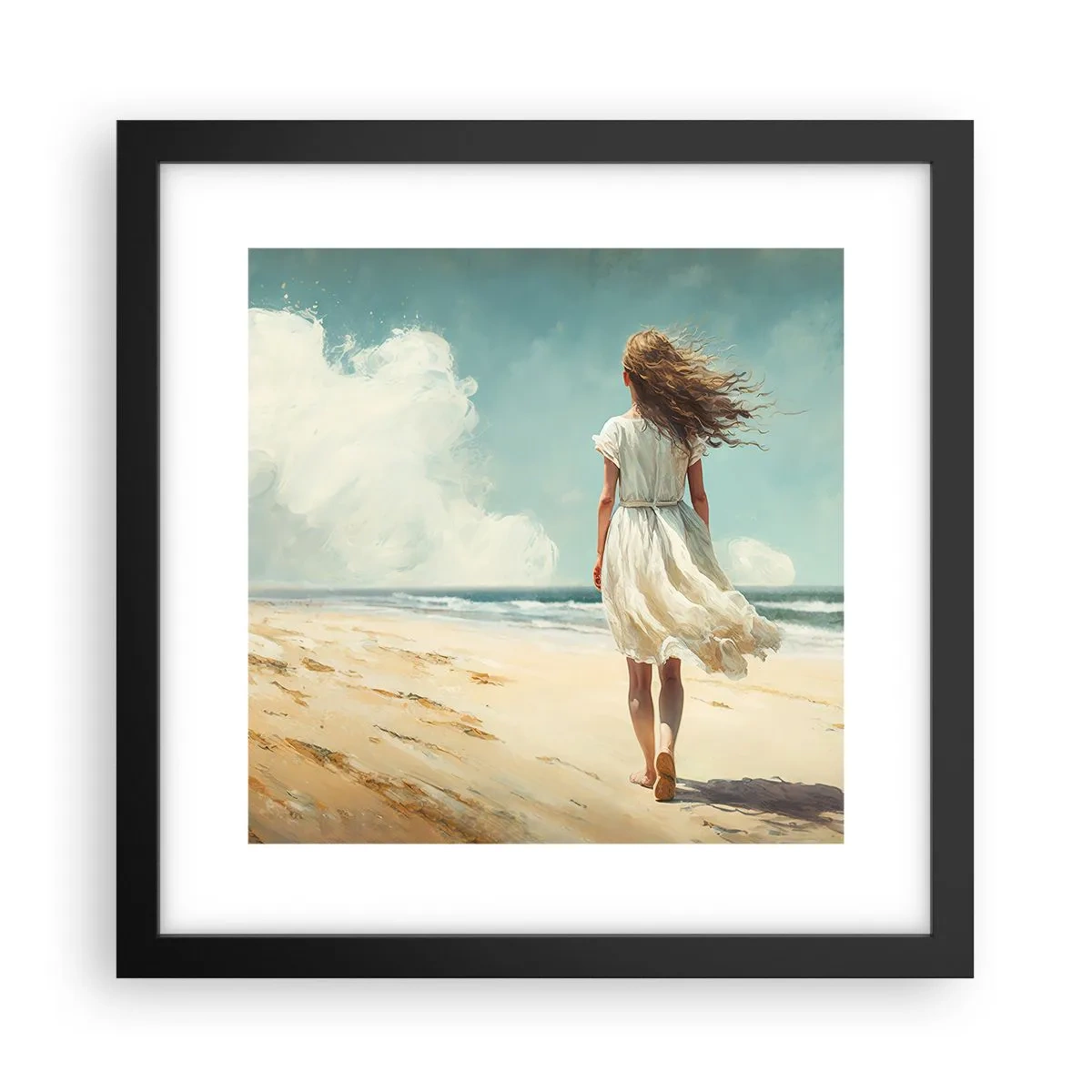 Plakat i sort ramme - At møde solen og vinden - 30x30 cm