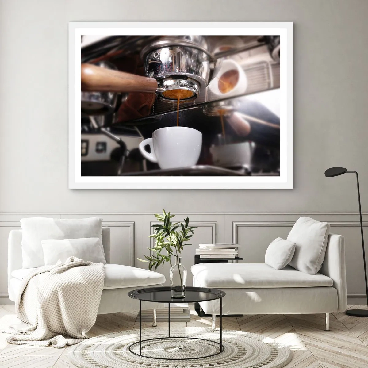 Plakat i hvid ramme - Et godt øjeblik på dagen - 70x50 cm