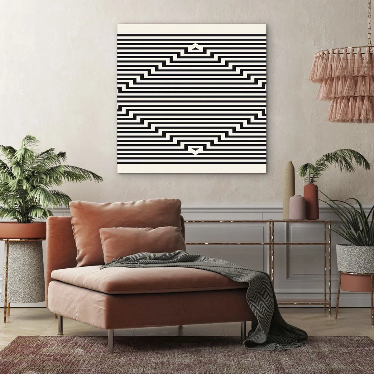 Lærredstryk - Billede på lærred - Geometrisk illusion - 40x40 cm
