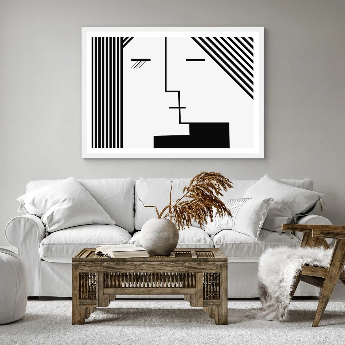 Plakat i hvid ramme - Bare et kys - 40x40 cm