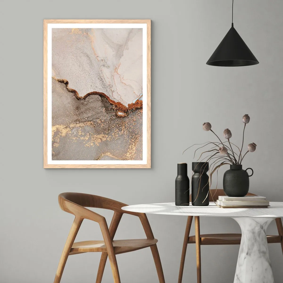 Plakat i ramme af lyst egetræ - På farvegrænsen - 61x91 cm