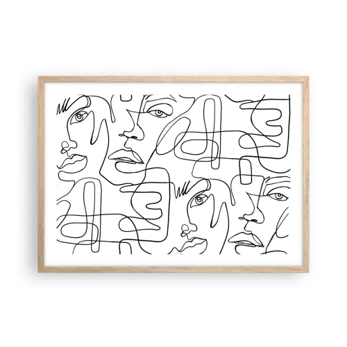 Plakat i ramme af lyst egetræ - I sammenfiltrede følelser - 70x50 cm