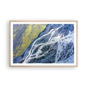 Plakat i ramme af lyst egetræ - Naturens hulemalerier - 91x61 cm