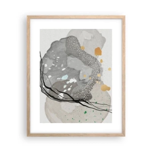 Plakat i ramme af lyst egetræ - Organisk komposition - 40x50 cm