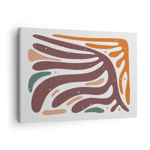 Lærredstryk - Billede på lærred - Organisk mønster med strålende linjer i varme nuancer - 70x50cm - Strålende organisk komposition - Moderne vægdekoration til stue og soveværelse ARTTOR