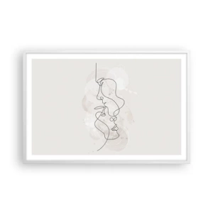 Plakat i hvid ramme - Omfavnet i en omfavnelse - 91x61 cm
