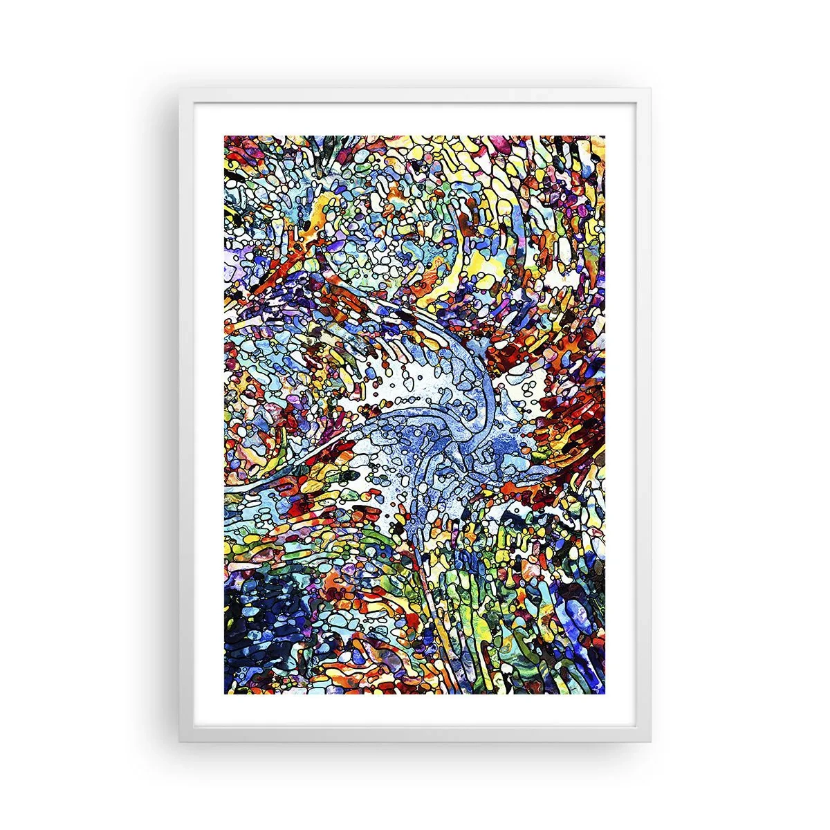 Plakat i hvid ramme - Dråbe af farvet glas - 50x70 cm