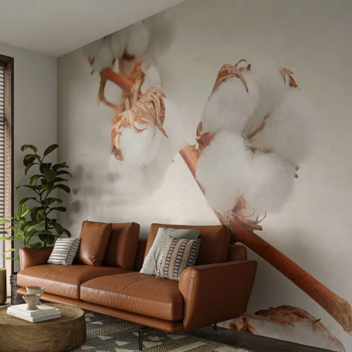 Fototapet Selvklæbende Deluxe Sticker - Bare kramme - Bomuldsblomst, Blomst, Bomuldskvist - 250x175 cm