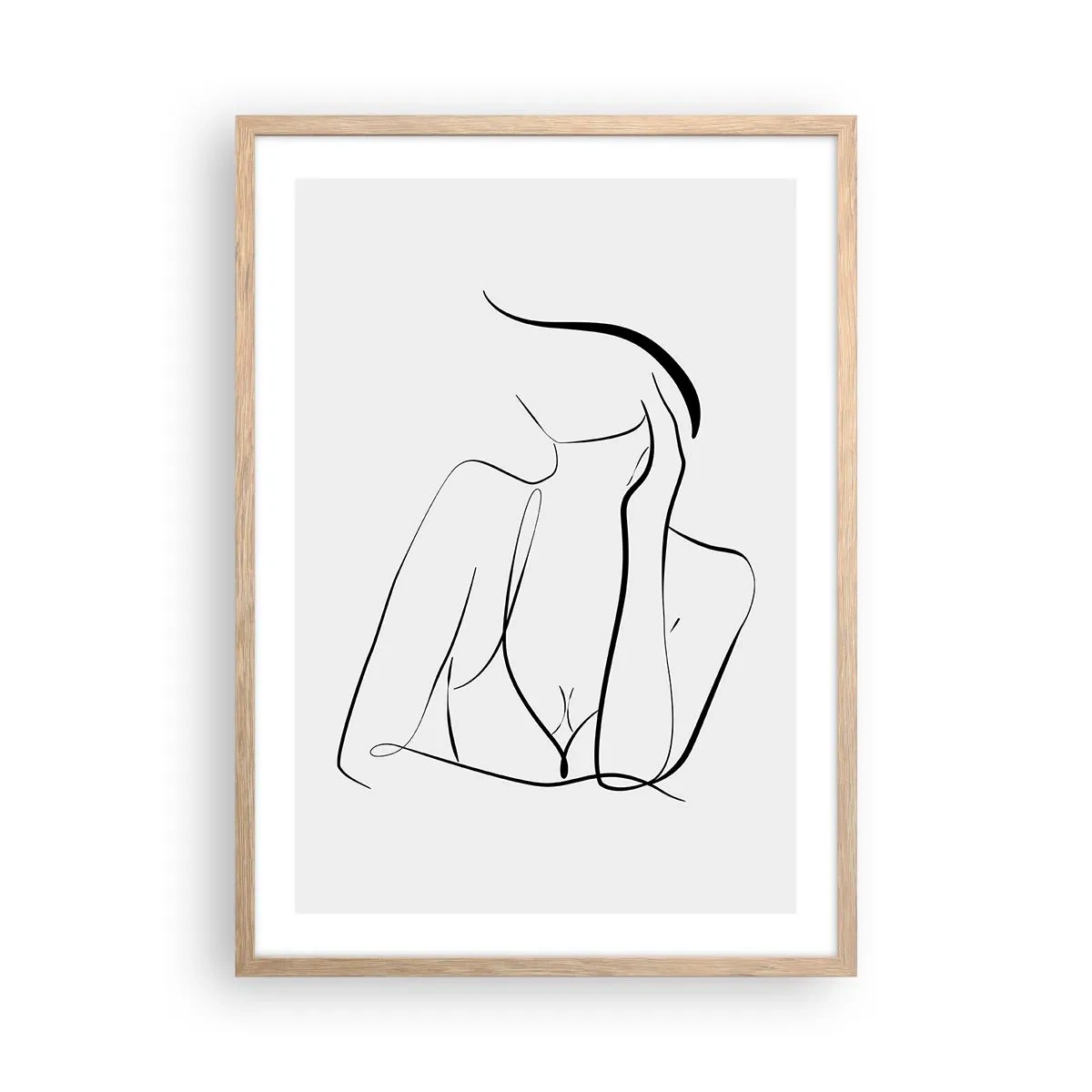 Plakat i ramme af lyst egetræ - På bølgen af en drøm - 50x70 cm