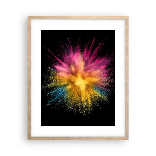 Plakat i ramme af lyst egetræ - Farvernes fødsel  - 40x50 cm