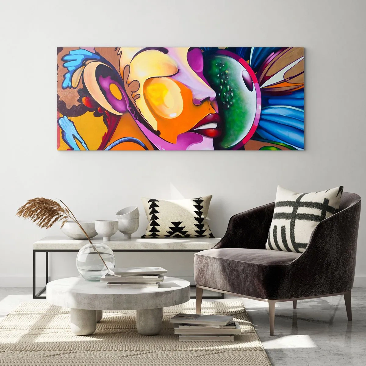 Billede på glas - Berør med farve - 160x50 cm