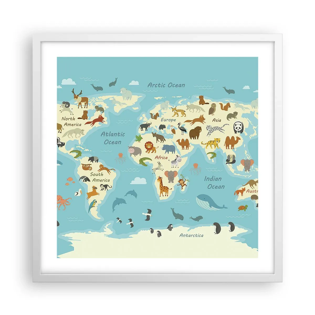 Plakat i hvid ramme - Gode naboer - 50x50 cm