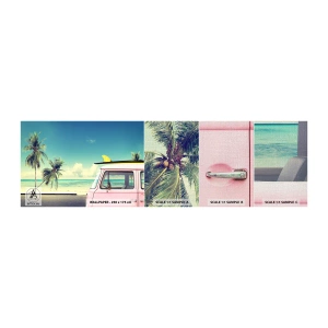 Prøve Fototapet Premium Canvas - Ferietid til at starte - Landskab, Strand, Surfing - 100x30 cm