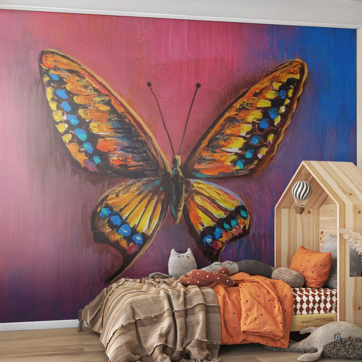 Fototapet Premium Sand - Naturens juvel - Sommerfugl, Stykke, Maleri - 100x70 cm