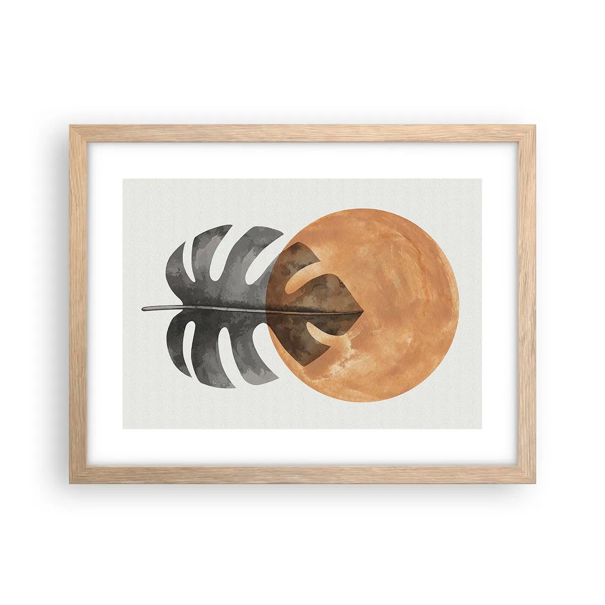 Plakat i ramme af lyst egetræ - Altid solen - 40x30 cm