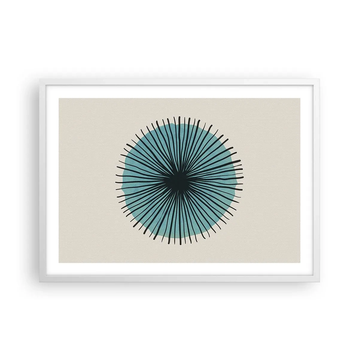 Plakat i hvid ramme - Strålende på blå - 70x50 cm