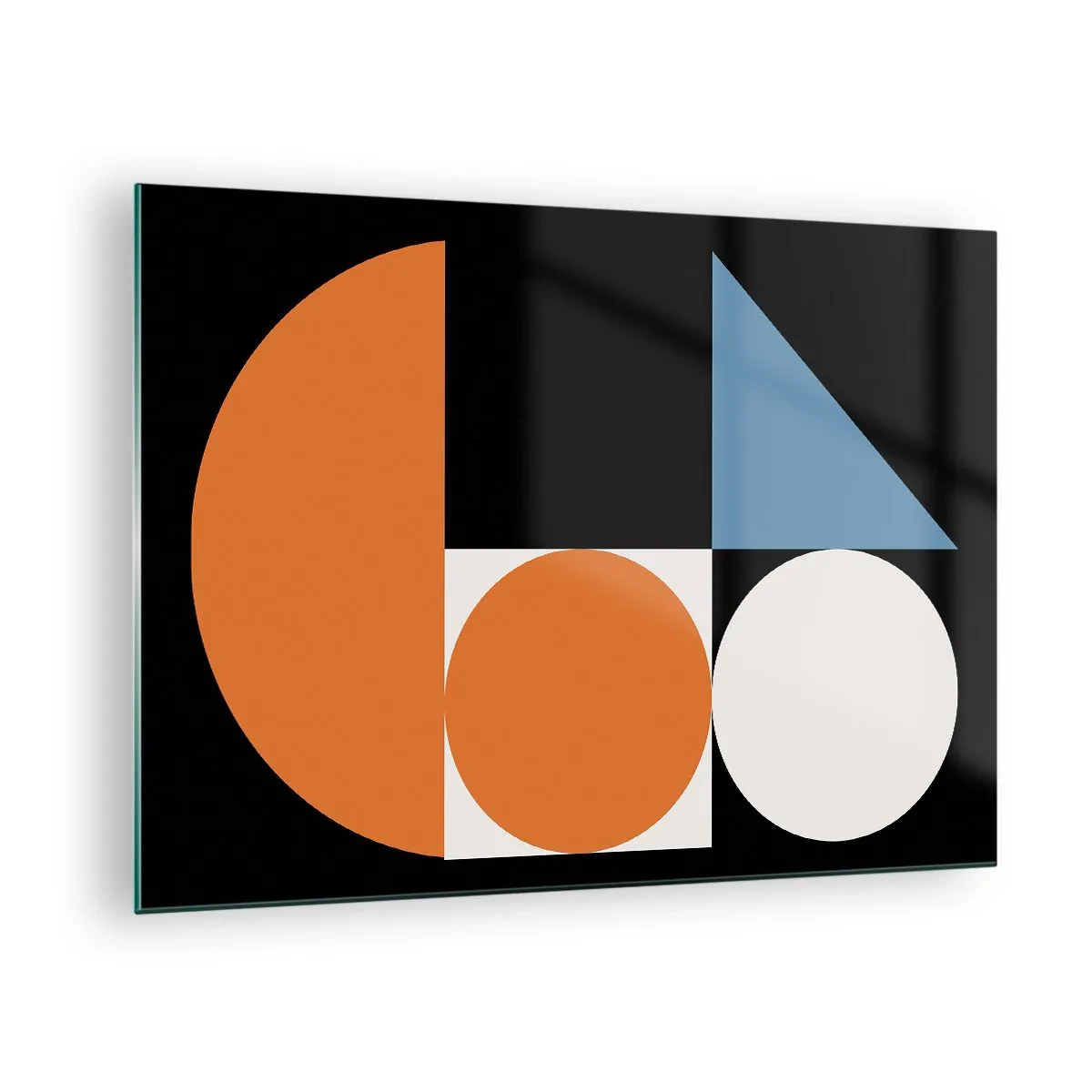 Billede på glas - Geometriske figurer i et abstrakt arrangement - 70x50cm - System til figurer - Moderne vægdekoration til stue og soveværelse ARTTOR