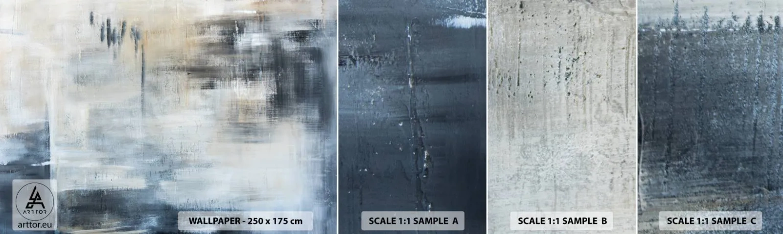 Fototapet Prøve Standard Eco - Bag et slør af blåt - Stykke, Abstraktion, Industriel - 100x30 cm