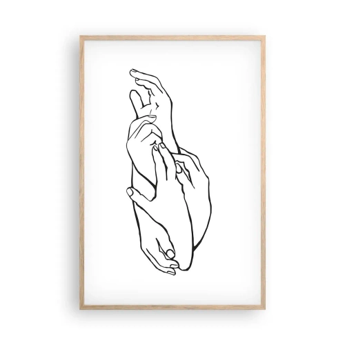 Plakat i ramme af lyst egetræ - God berøring - 61x91 cm