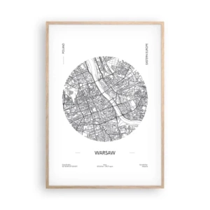 Plakat i ramme af lyst egetræ - Warszawas anatomi - 70x100 cm
