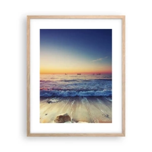 Plakat i ramme af lyst egetræ - Og hvad er der bag horisonten? - 40x50 cm