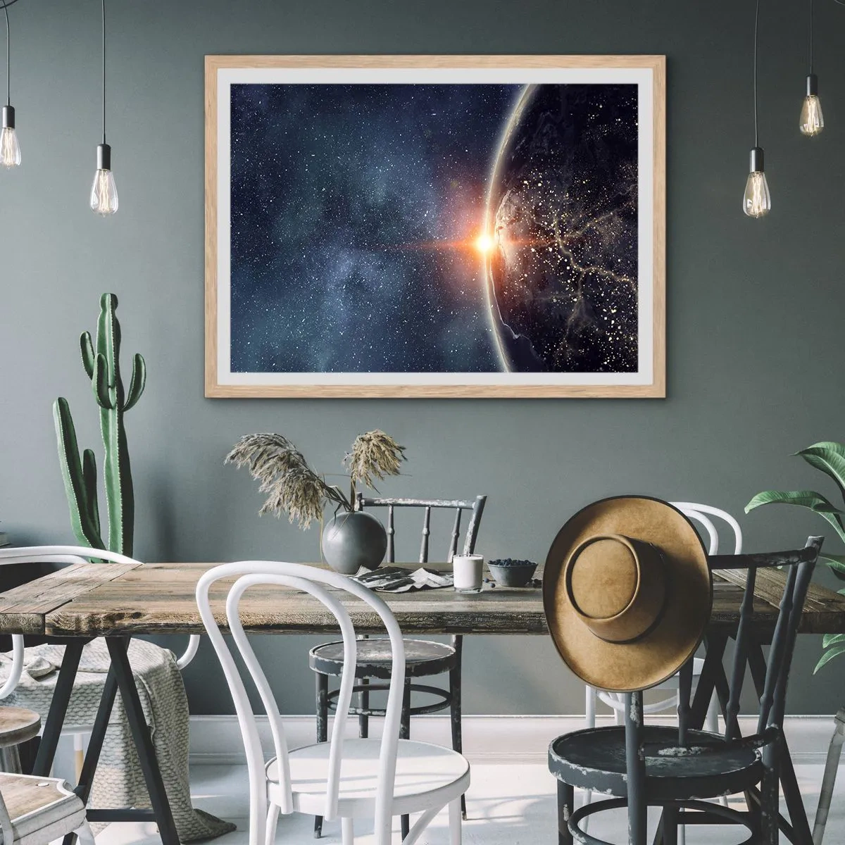 Plakat i ramme af lyst egetræ - I det nye perspektiv - 91x61 cm