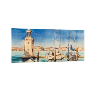 Billede på glas - Solrig lagune - 100x40 cm