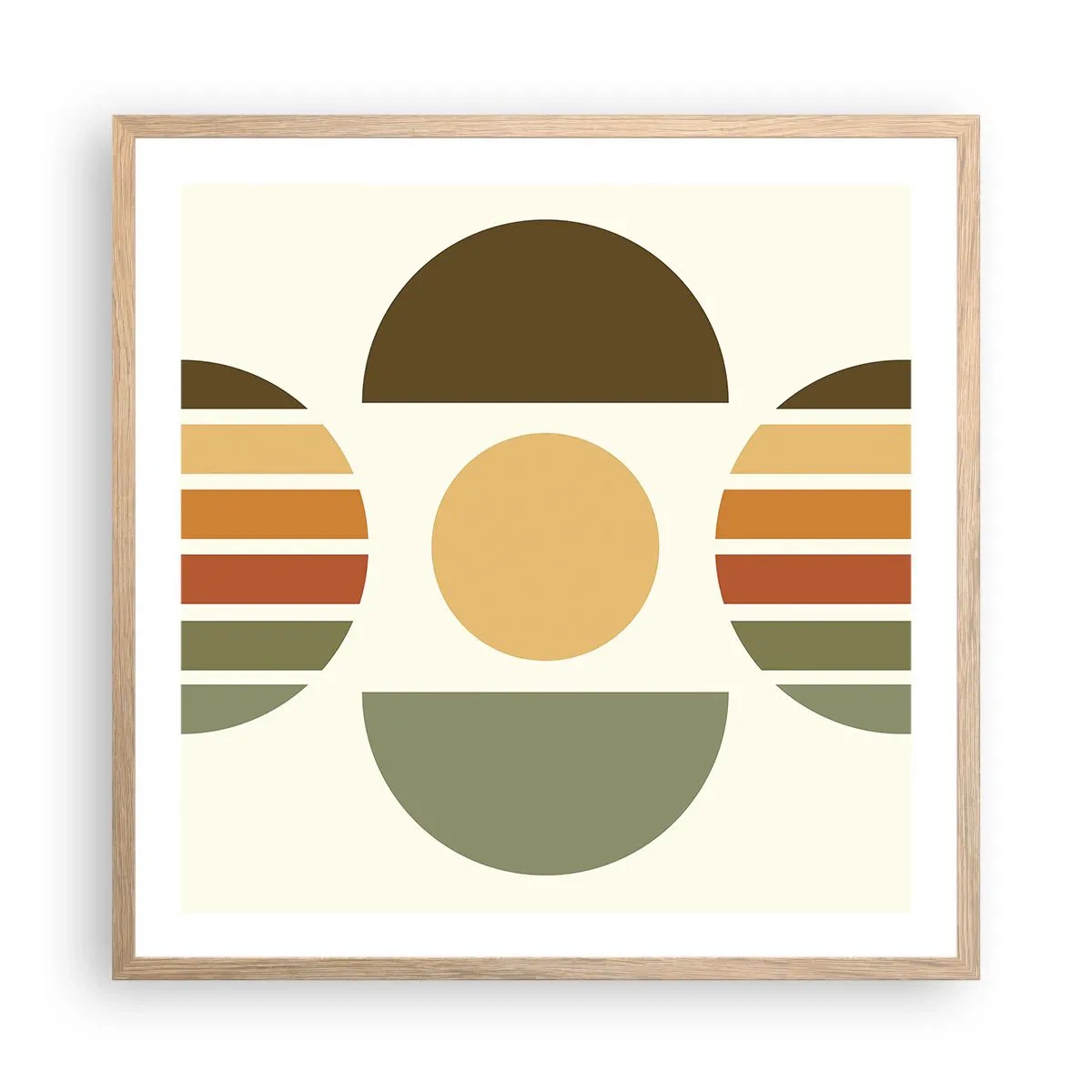 Plakat i ramme af lyst egetræ - I jordfarver - 60x60 cm