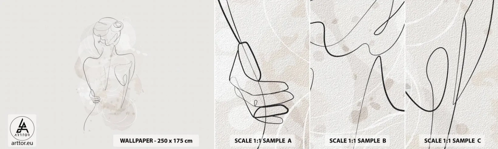 Prøve Fototapet Selvklæbende Deluxe Sticker - Som et følsomt instrument - Kvinde, Legeme, Grafik - 100x30 cm