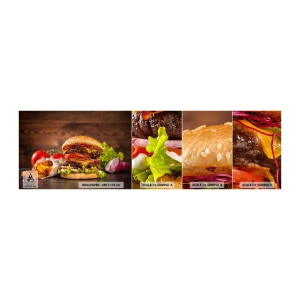 Prøve Fototapet Selvklæbende Deluxe Sticker - Forbudt frugt - Gastronomi, Hamburger, Burger - 100x30 cm