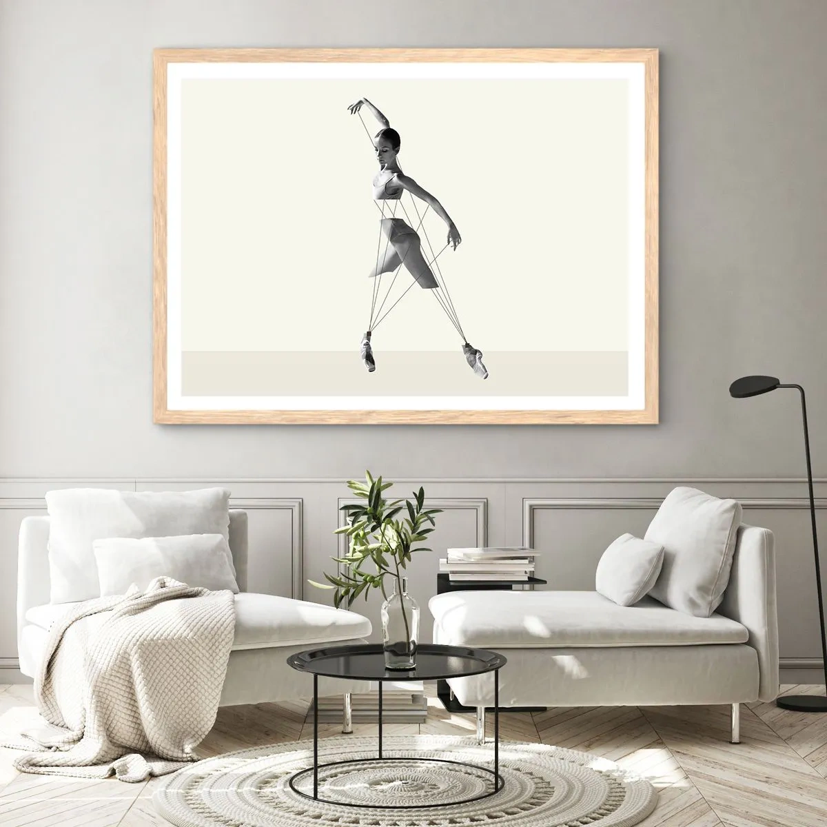 Plakat i ramme af lyst egetræ - I verdens teater - 100x70 cm