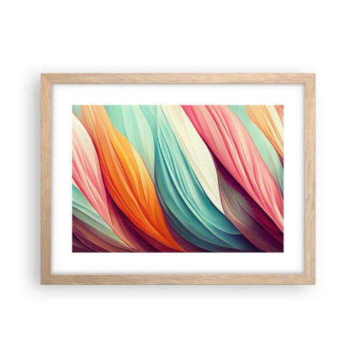 Plakat i ramme af lyst egetræ - Regnbuevævning - 40x30 cm