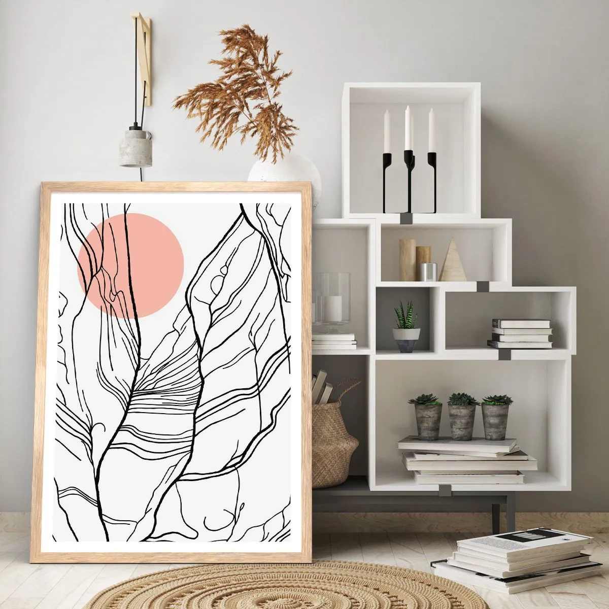 Plakat i ramme af lyst egetræ - I et netværk af kviste - 61x91 cm