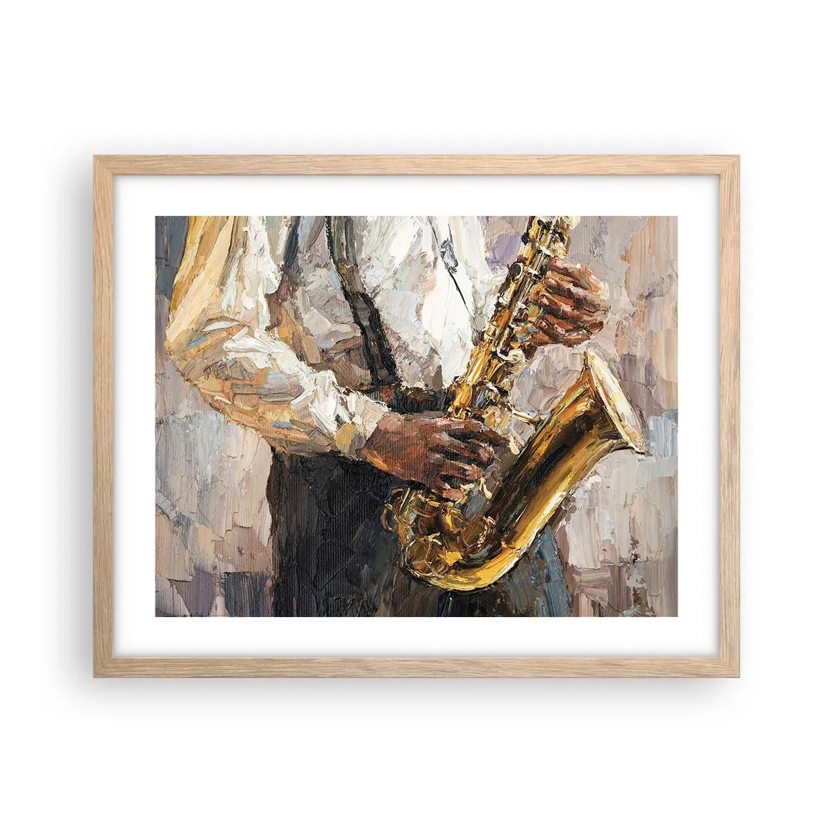 Plakat i ramme af lyst egetræ - Tid til at gå solo - 50x40 cm