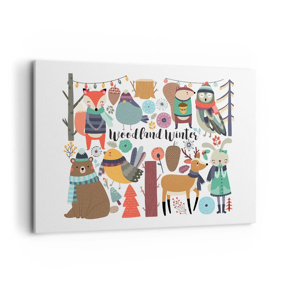 Lærredstryk - Billede på lærred - En eventyrlig jul i skoven - 100x70 cm