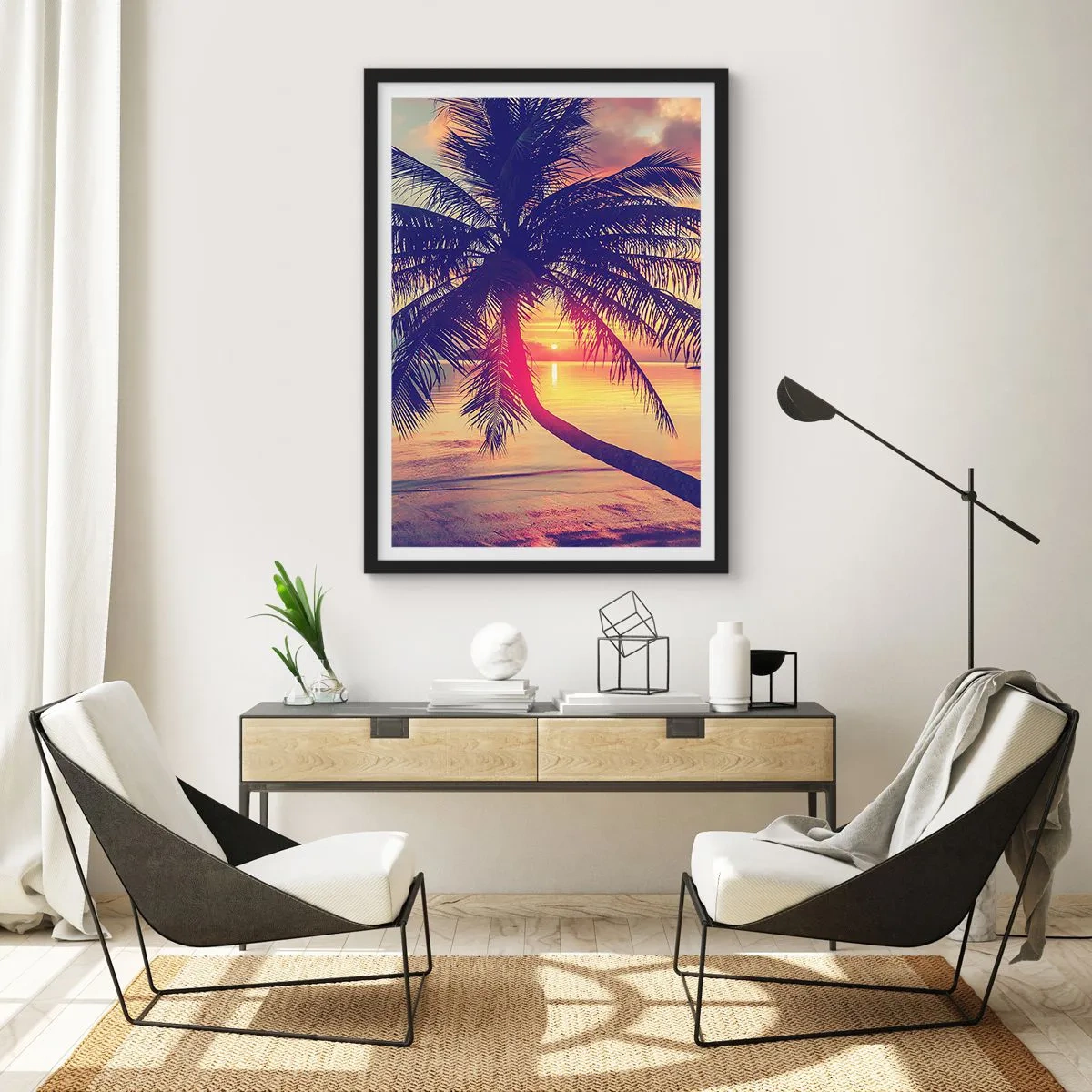 Plakat i sort ramme - En aften under palmerne - 40x50 cm