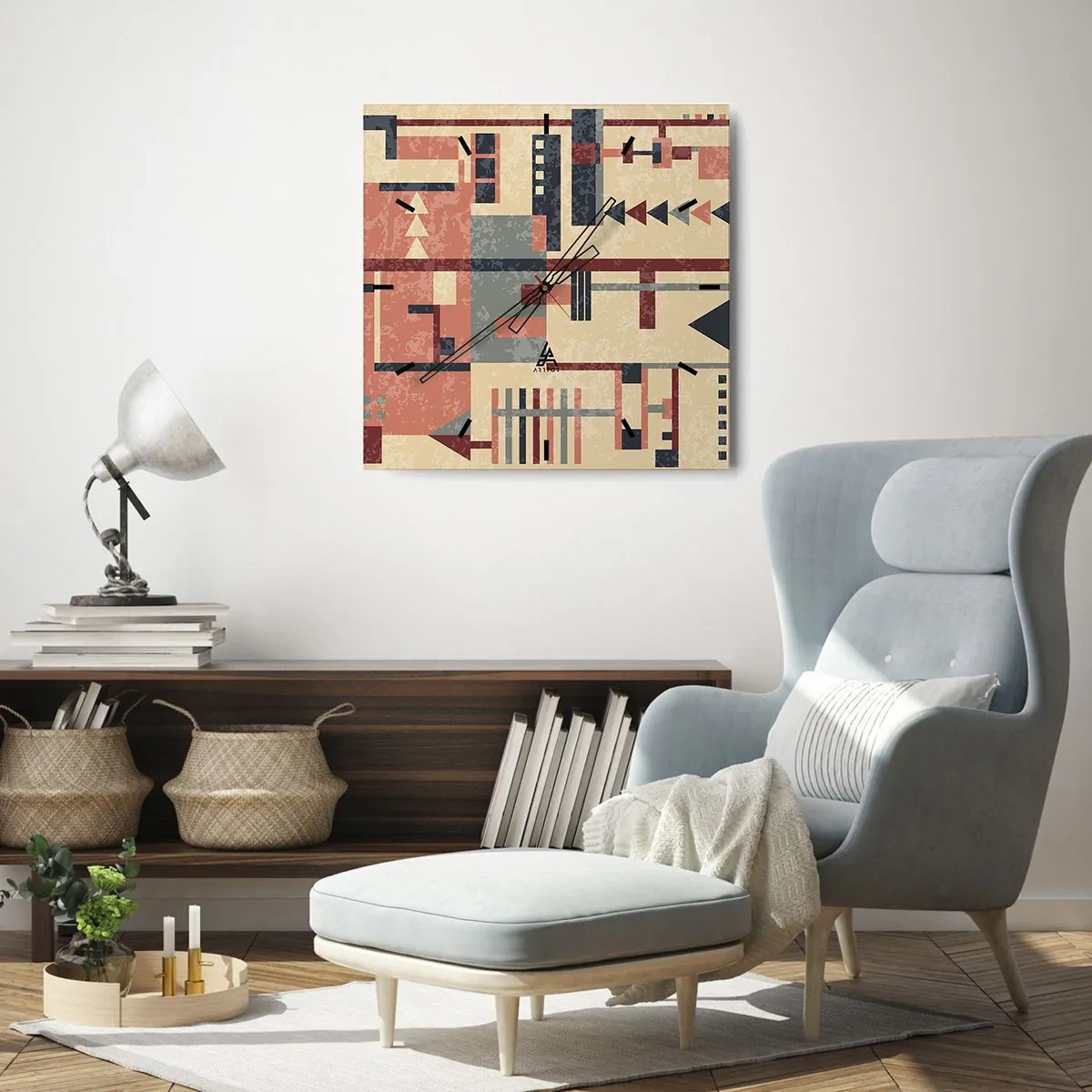 Vægur, Uret - Kombination af vertikaler og niveauer - 40x40 cm