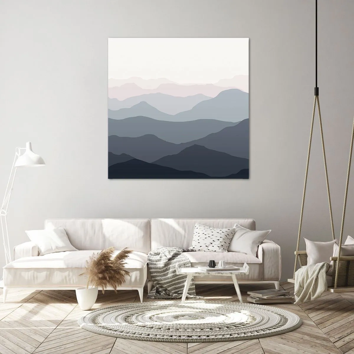 Lærredstryk - Billede på lærred - Bølger af bjerge - 30x30 cm