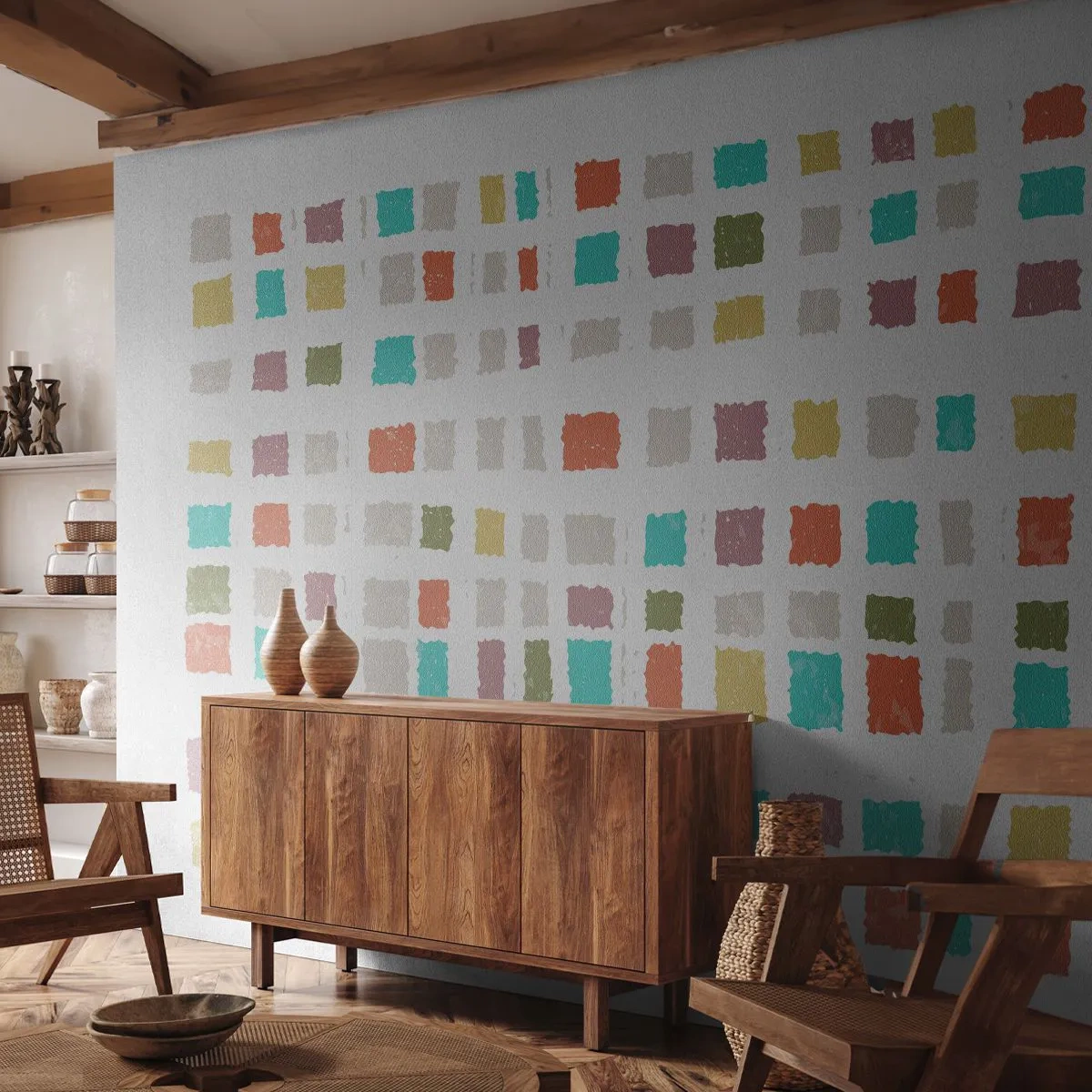 Fototapet Selvklæbende Deluxe Sticker - Ukendt leg - Pastel, Firkanter, Minimalisme - 250x175 cm