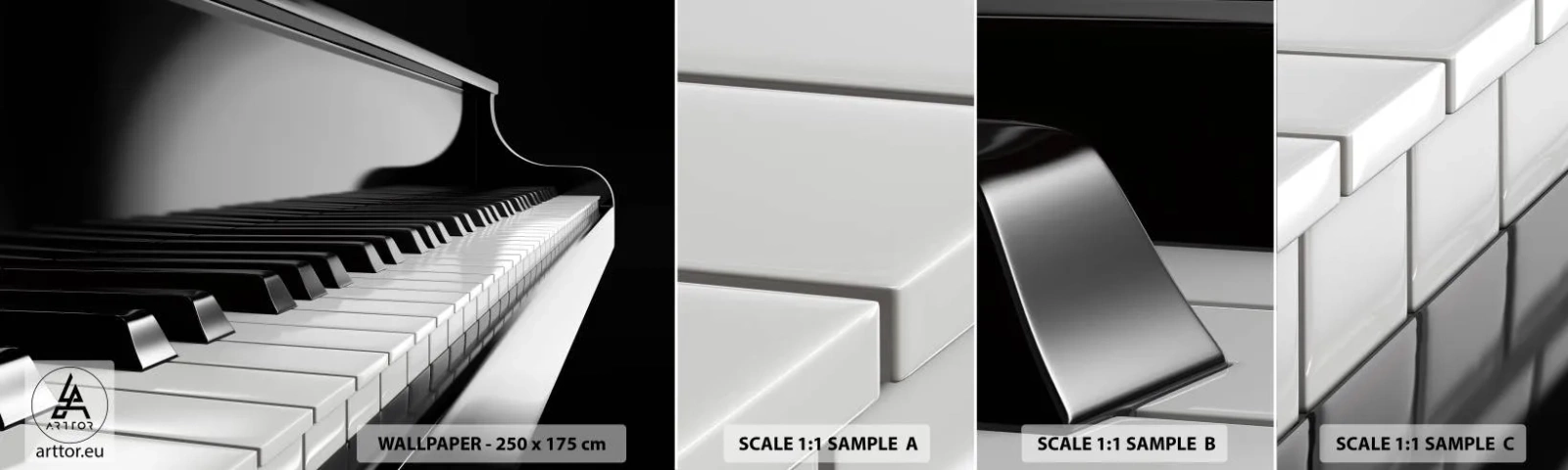 Prøve Fototapet Selvklæbende Deluxe Sticker - Harmoni af former og farver - Klaver, Klaver, musik - 100x30 cm