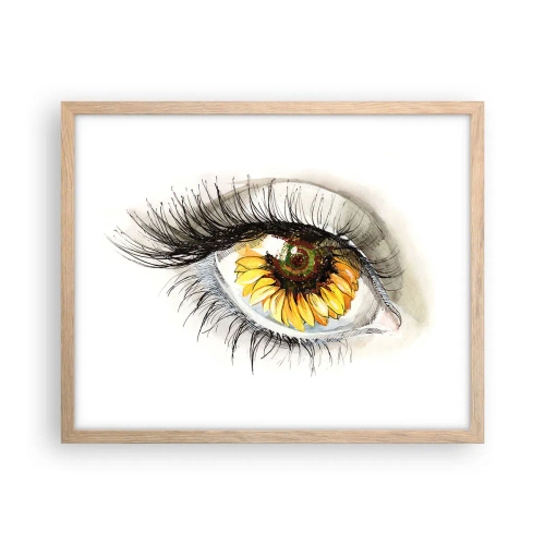 Plakat i ramme af lyst egetræ - Et look lige så varmt som sommeren - 50x40 cm