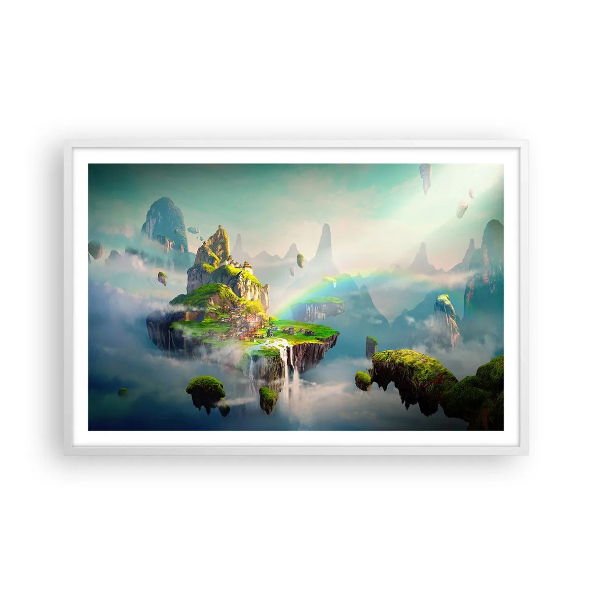 Plakat i hvid ramme - Midden - lykkelige øer - 91x61 cm