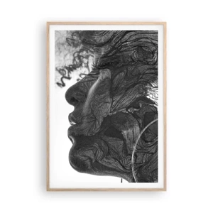 Plakat i ramme af lyst egetræ - Forviklet i drømme - 70x100 cm