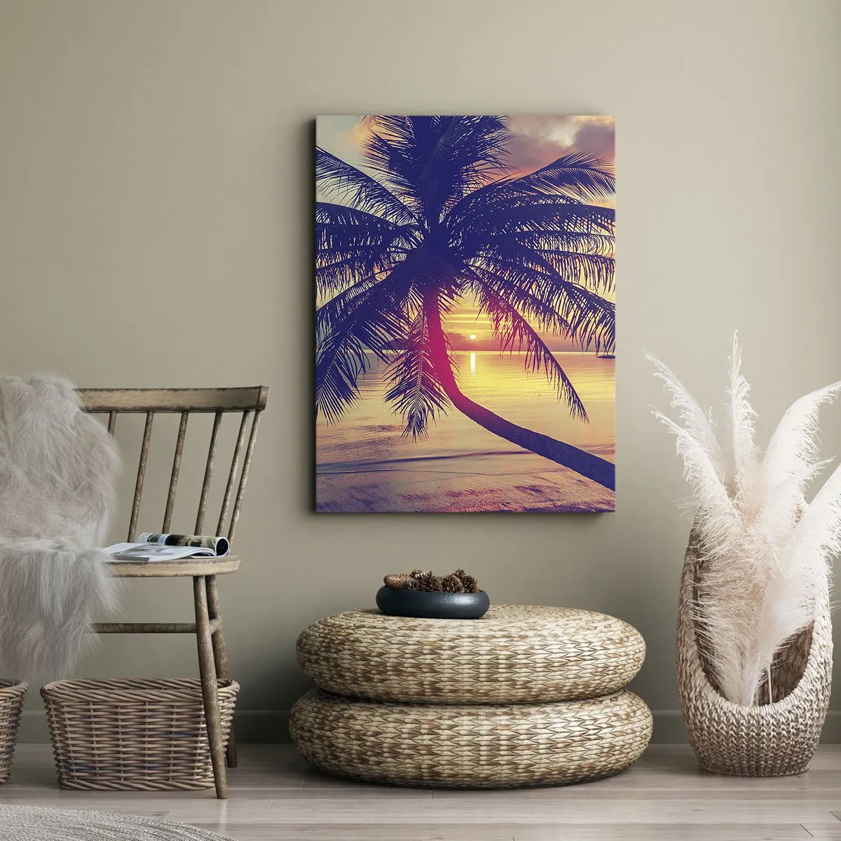 Lærredstryk - Billede på lærred - En aften under palmerne - 70x100 cm