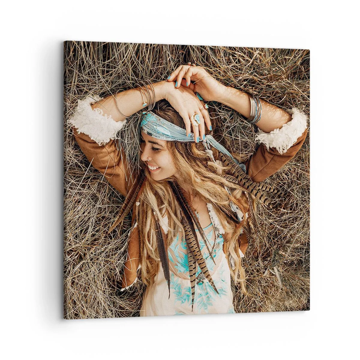 Lærredstryk - Billede på lærred - På vej til kærlighedens sommer - 50x50 cm