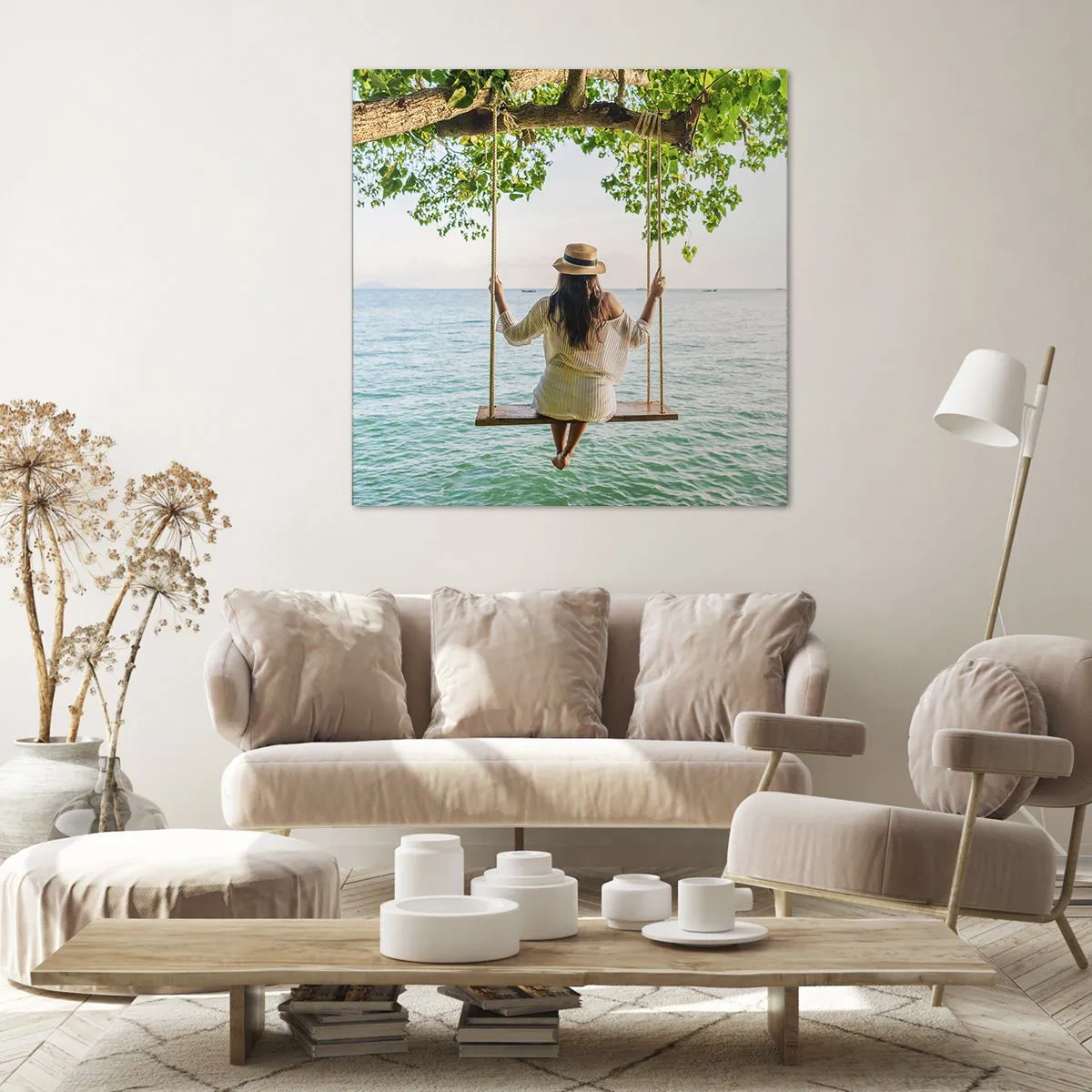 Lærredstryk - Billede på lærred - Livet er smukt - 70x70 cm