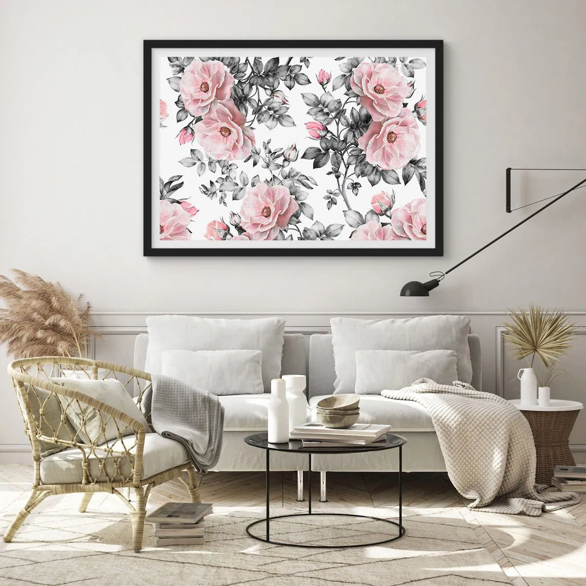 Plakat i sort ramme - Forsvind i rosenblomsterne - 70x50 cm
