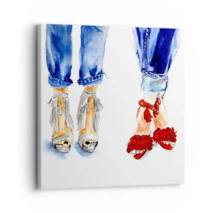 Lærredstryk - Billede på lærred - Hvorfor går vi ikke en tur? - 30x30 cm