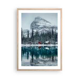 Plakat i ramme af lyst egetræ - En canadisk retræte - 50x70 cm